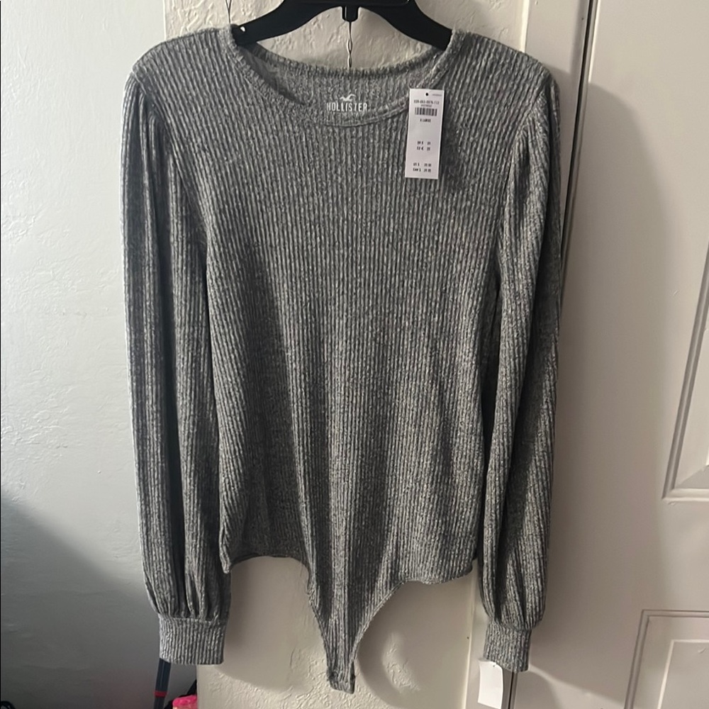 Hollister Gray Ribbed Knit Top